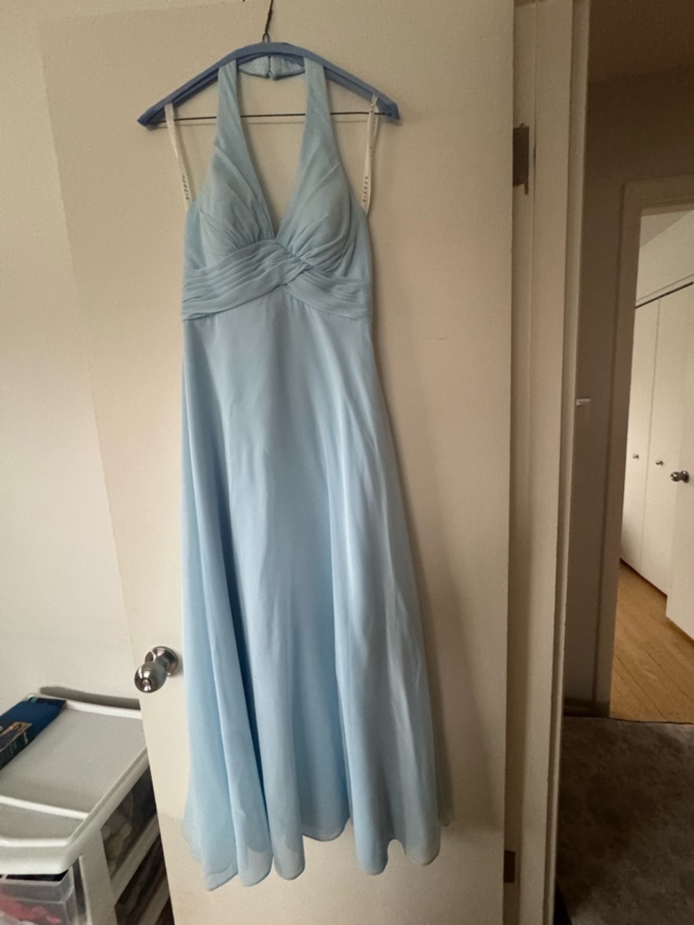 Azazie Light Blue Halter Maxi Dress